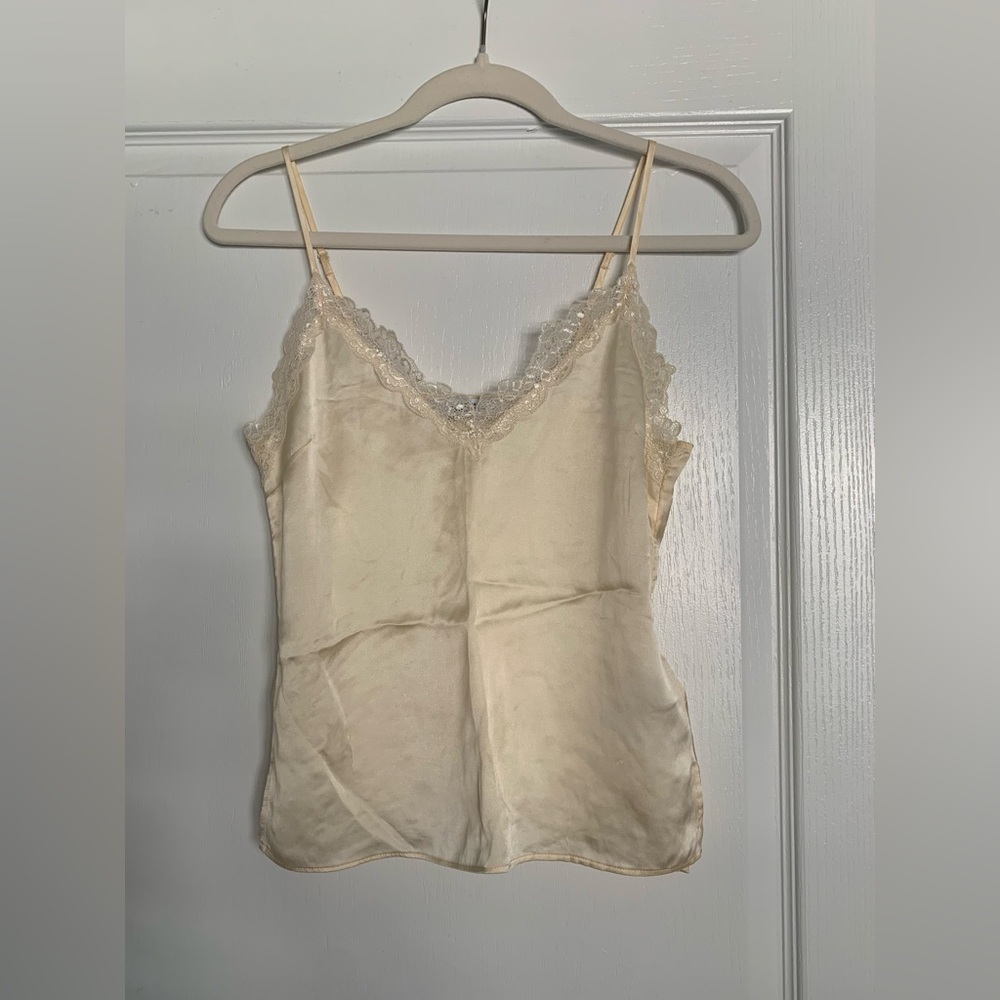 & Other Stories 100% Silk Champagne Lace Trim Camisole Size 0